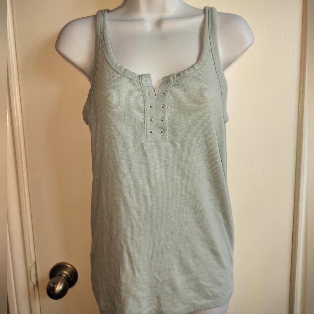 Aerie Light Blue Ribbed Tank Top Sz L